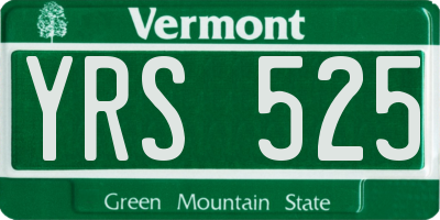 VT license plate YRS525