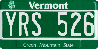 VT license plate YRS526