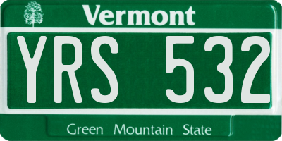 VT license plate YRS532
