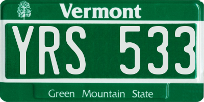 VT license plate YRS533