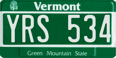 VT license plate YRS534