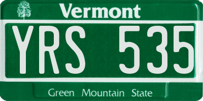 VT license plate YRS535