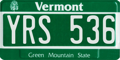 VT license plate YRS536