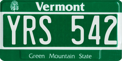 VT license plate YRS542