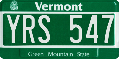 VT license plate YRS547