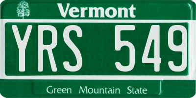 VT license plate YRS549