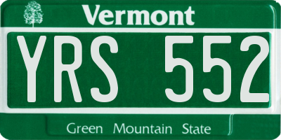VT license plate YRS552