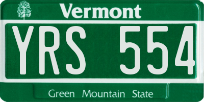 VT license plate YRS554