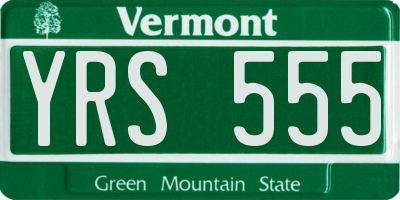 VT license plate YRS555