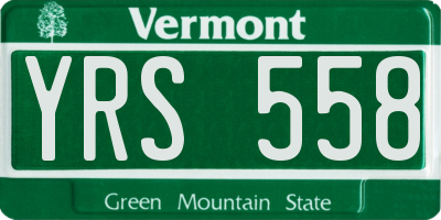 VT license plate YRS558