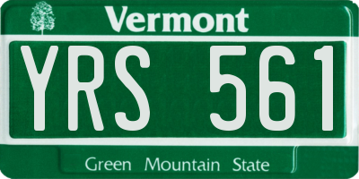 VT license plate YRS561