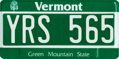 VT license plate YRS565