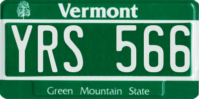 VT license plate YRS566