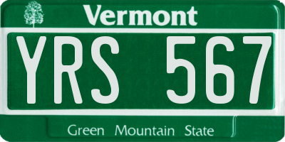 VT license plate YRS567