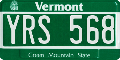 VT license plate YRS568