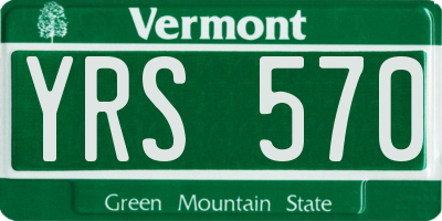 VT license plate YRS570