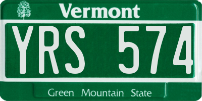 VT license plate YRS574