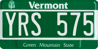 VT license plate YRS575