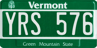VT license plate YRS576