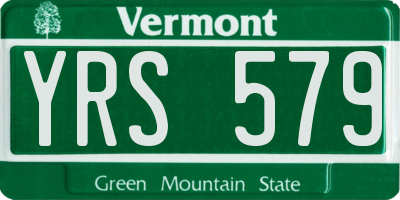 VT license plate YRS579