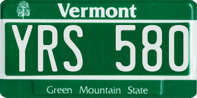 VT license plate YRS580