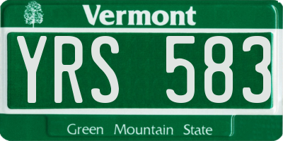 VT license plate YRS583