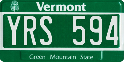 VT license plate YRS594