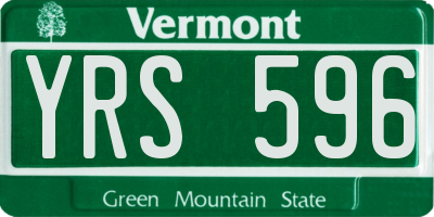 VT license plate YRS596