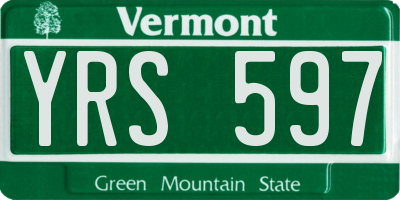 VT license plate YRS597