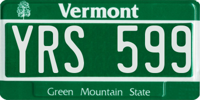VT license plate YRS599