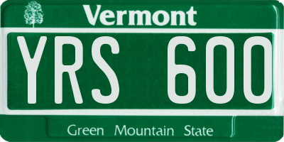 VT license plate YRS600
