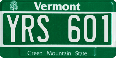 VT license plate YRS601