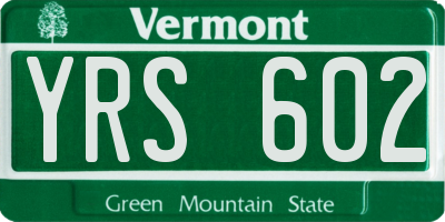 VT license plate YRS602