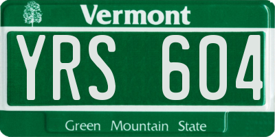 VT license plate YRS604