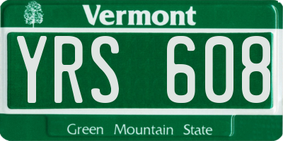 VT license plate YRS608