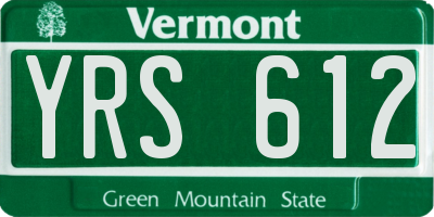 VT license plate YRS612