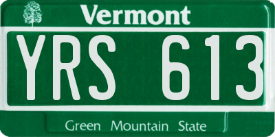 VT license plate YRS613