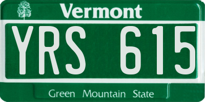 VT license plate YRS615