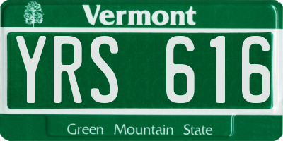 VT license plate YRS616
