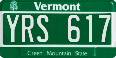 VT license plate YRS617