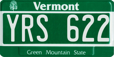VT license plate YRS622