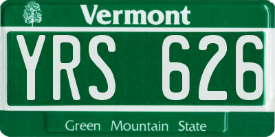 VT license plate YRS626