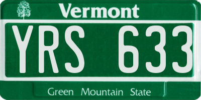 VT license plate YRS633