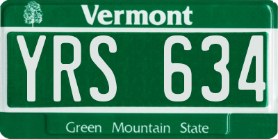 VT license plate YRS634