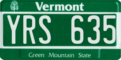 VT license plate YRS635