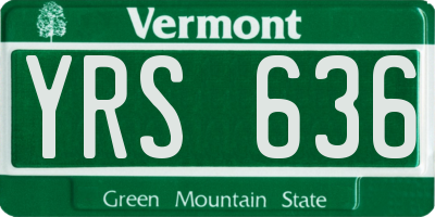 VT license plate YRS636