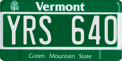 VT license plate YRS640