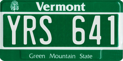 VT license plate YRS641