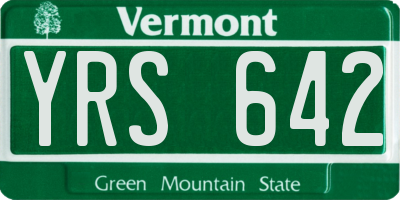 VT license plate YRS642
