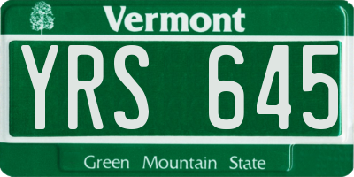 VT license plate YRS645